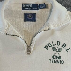 Polo Ralph Lauren Wimbledon Fleece Sweatshirt XXS White 1/4 Zip Tennis Rare